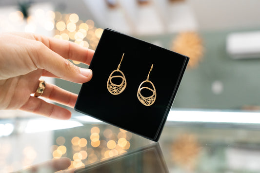 Shoreline Filigree Earrings - Small 14k Gold Finish